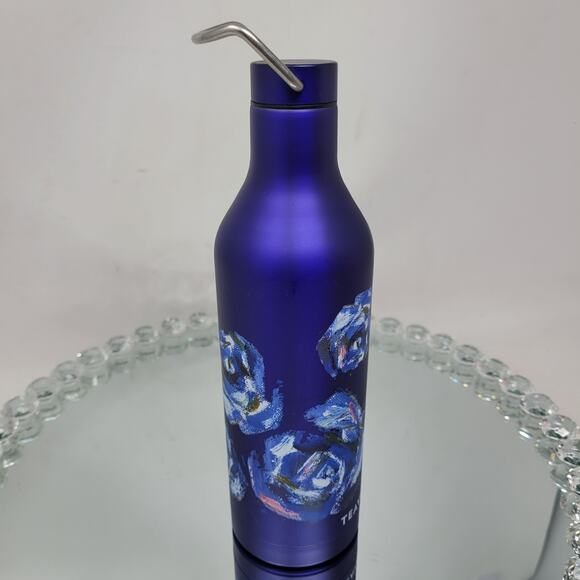 TEAVANA Blue Floral Stainless Steel Water Tea BOTTLE Starbucks NEW! Limited RARE - Picture 4 of 7
